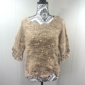 Black Swan Tan Beige Chunky Knit Soft Sweater Sz S